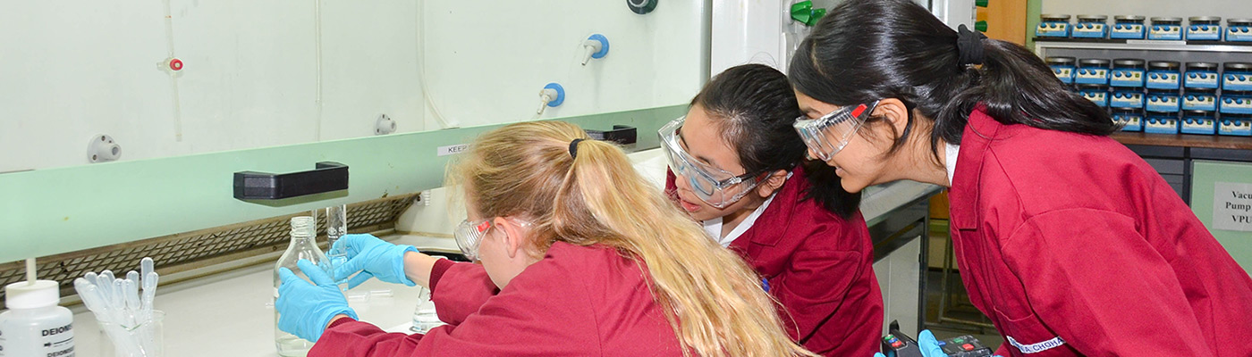 school students conducting an experiment at Salters' festival