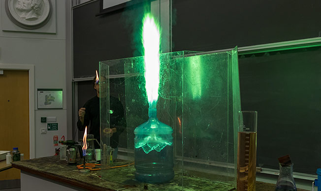 Live chemistry experiment at the Flash Bang show