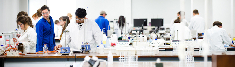 Students working in a chemistry lab